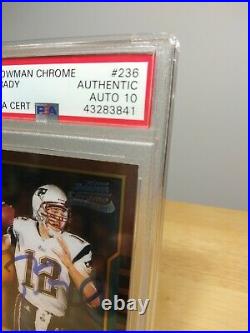 2000 Bowman Chrome Tom Brady Rookie Card Patriots #236 PSA 10 AUTOGRAPHED
