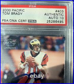 2000 Pacific Tom Brady #403 Rookie On-Card Autograph PSA AUTO 10 Plus Extras