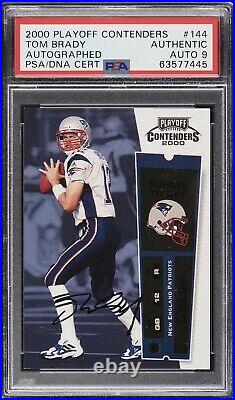2000 Playoff Contenders #144 Tom Brady Rookie Ticket PSA/DNA Authentic Auto 9