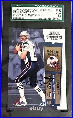 2000 Playoff Contenders Autographed #144 Tom Brady Rc Rookie Sgc 98 Gem 10