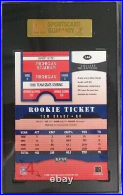 2000 Playoff Contenders Autographed #144 Tom Brady Rc Rookie Sgc 98 Gem 10