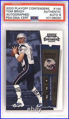 2000 Playoff Contenders Autographed Tom Brady Auto 8 #144 PSA Authentic