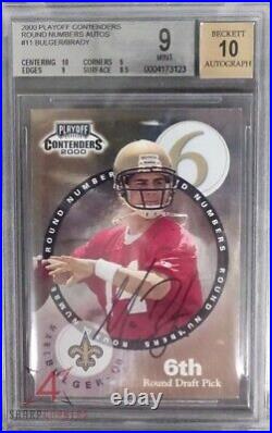 2000 Playoff Contenders Round Numbers #11 Tom Brady-bulger Bgs 9 Auto 10