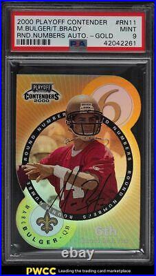2000 Playoff Contenders Round Numbers Gold Tom Brady ROOKIE AUTO /60 PSA 9 MINT