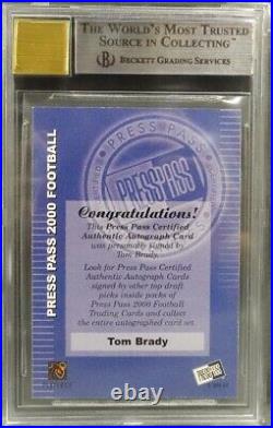 2000 Press Pass Autographs #3 Tom Brady Rc Rookie Bgs 9 Auto 10