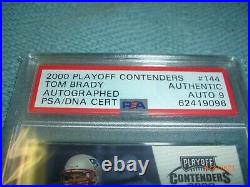 2000 Tom Brady Playoff Contenders Rookie Ticket Psa Dna Authentic Auto 9