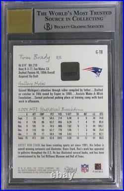 2002 Topps Gallery Autographs #gtb Tom Brady Bgs 9 Mint Auto 10