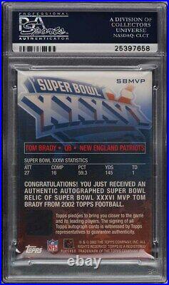 2002 Topps Super Bowl Game-Used Relic Tom Brady PATCH AUTO /150 PSA 8 NM-MT
