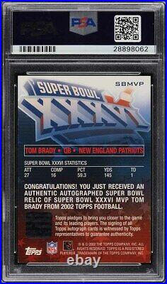 2002 Topps Super Bowl Tom Brady PATCH AUTO /150 #SBMVP PSA 8 NM-MT
