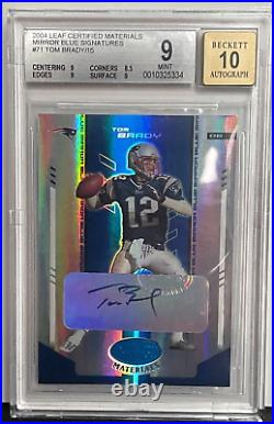 2004 Leaf Certified Materials Tom Brady Blue Mirror Auto /15 BGS 9 Color Match