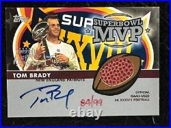 2004 Topps Super Bowl XXXVIII Tom Brady MVP Game Used Ball and On Card Auto