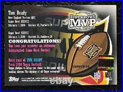 2004 Topps Super Bowl XXXVIII Tom Brady MVP Game Used Ball and On Card Auto