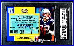 2007 Topps TX TOM BRADY Super Bowl XXXVIII Ticket Autograph SGC 8.5 with 10 Auto