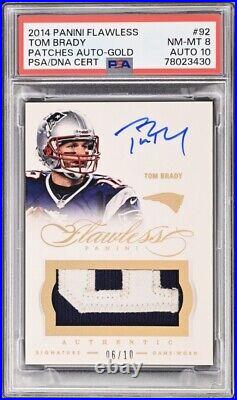 2014 Panini Flawless Tom Brady Signature Patches Gold Autograph PSA 8 With 10 Auto