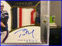 2015 Immaculate Tom Brady Sick Patch Auto Gold #6/10 On Card Like Old Exquisite