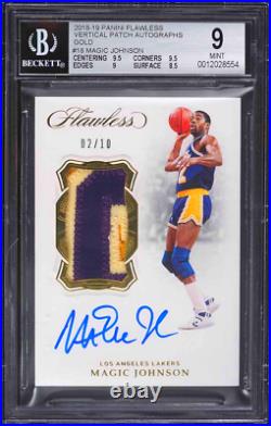 2018 Flawless GOLD Jersey PATCH Logo Auto /10 MAGIC JOHNSON BGS 9 1/1 Immaculate