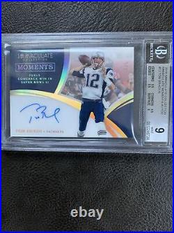 2018 Immaculate Tom Brady On-Card Auto 1/5 Immaculate Moments BGS 9 Auto 10