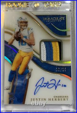 2020 Immaculate Justin Herbert 4 Color Patch Auto Rpa /25 Rookie Rc
