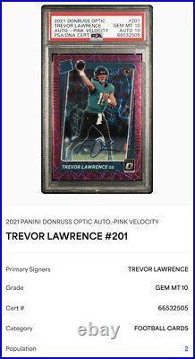 2021 Donruss Optic Rated Rookie Pink Velocity Trevor Lawrence RC Auto /50 PSA 10