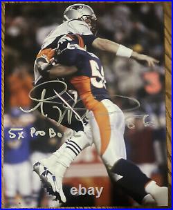 Al Wilson SIGNED Denver Broncos sacking Tom Brady 11x14 Color Photo- 5X Pro Bowl