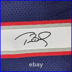 Autographed Tom Brady New England Blue Reprint Football Jersey Size Men's XL NEW