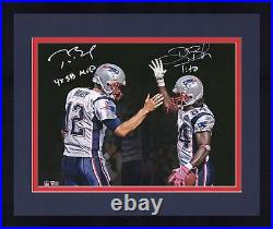 FRMD Tom Brady/Deion Branch Patriots Signed 16x20 Spotlight Photo withSB MVP Insc