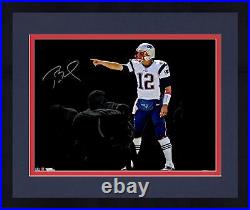 FRMD Tom Brady New England Patriots Signed 16x20 Pointing Spotlight Photograph