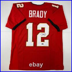 Facsimile Autographed Tom Brady Tampa Bay Red Reprint Laser Auto Football Jersey