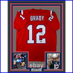 Framed Facsimile Autographed Tom Brady 33x42 Red Reprint Laser Auto Jersey