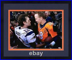 Framed Peyton Manning & Tom Brady Signed 16 x 20 Handshake Photo Fanatics