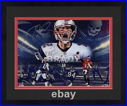 Framed Tom Brady Buccaneers & Patriots Signed 16x20 Retirement Collage Photo