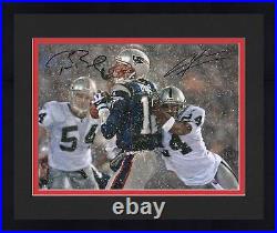 Framed Tom Brady & Charles Woodson Autographed 16 x 20 Tuck Game Photograph