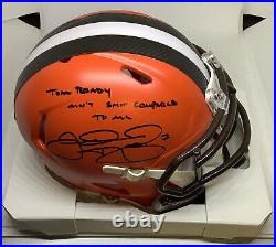 Johnny Manziel signed Browns mini helmet Becket COA Tom Brady Inscription