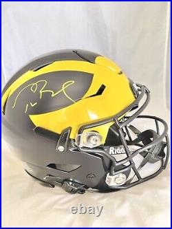 MICHIGAN WOLVERINES TOM BRADY signed RIDDELL SPEED FLEX FULLSIZE HELMET FANATICS