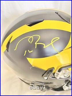 MICHIGAN WOLVERINES TOM BRADY signed RIDDELL SPEED FLEX FULLSIZE HELMET FANATICS