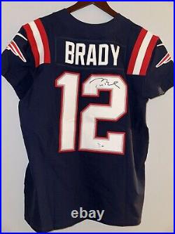 Patriots Tom Brady Autographed Blue Nike Elite Jersey Size 44 Fanatics 215912