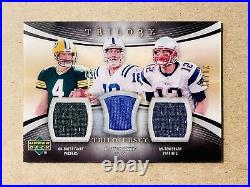 Peyton Manning Tom Brady Favre 2007 UD Trilogy Game Used Triple Jersey /33