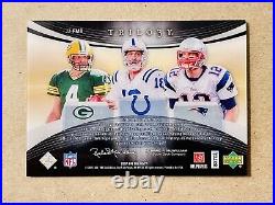 Peyton Manning Tom Brady Favre 2007 UD Trilogy Game Used Triple Jersey /33