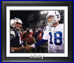 Peyton Manning & Tom Brady Frmd Signed 16x20 Colts vs. Patriots Handshake Photo