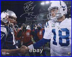 Peyton Manning & Tom Brady Signed 16x20 Colts vs Patriots Handshake Photo