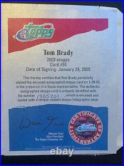 Rare 2003 Etopps Tom Brady (1/50) Auto Pristine Autograph (665 Total Print Run)