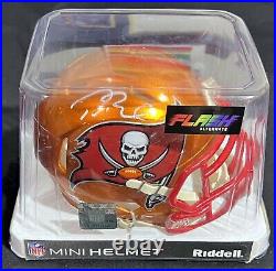 Rare Tom Brady Singed Tampa Bay Buccaneers Speed Flash Mini Helmet Fanatics Auth