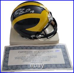 TOM BRADY Autographed Michigan MIni Helmet plus rockie card