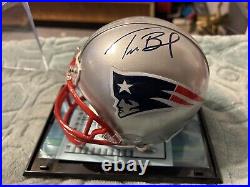TOM BRADY Autographed Mini Helmet Patriots Riddell COA With Case