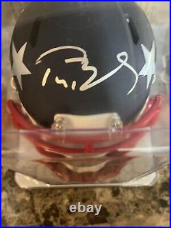 TOM BRADY Autographed New England Patriots AMP Mini Helmet withcoa and holo