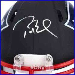 TOM BRADY Autographed New England Patriots Black Matte Mini Helmet FANATICS