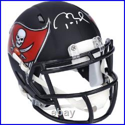 TOM BRADY Autographed Tampa Bay Buccaneers Black Matte Mini Helmet FANATICS