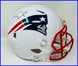 TOM BRADY Signed (In Black) Patriots White Matte Authentic Speed Helmet FANATICS