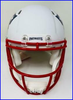 TOM BRADY Signed (In Black) Patriots White Matte Authentic Speed Helmet FANATICS