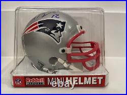 Tom Brady 12 New England Patriots Autographed Riddell Mini Helmet With Case
